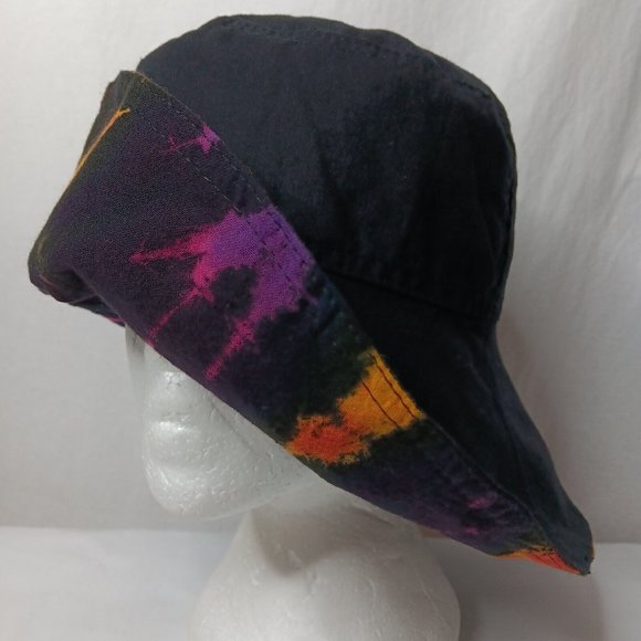 Clea Ray Bucket Hat Reversible Tie Dye Black Pink Blue Purple One Size Rayon - Picture 12 of 16